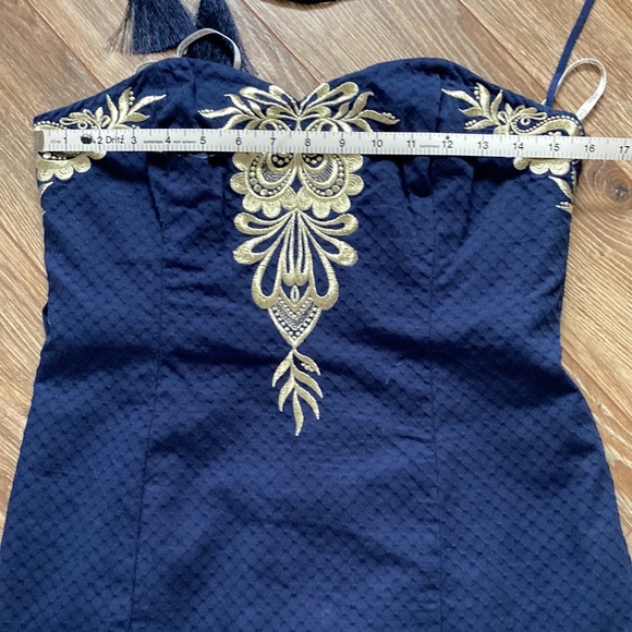 Lilly Pulitzer Demi Convertible Dress Navy & Gold Size 6 - Picture 11 of 16